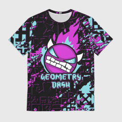 Мужская футболка 3D Geometry Dash angry smiley face