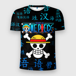 Мужская футболка 3D Slim One piece Ван Пис иероглиф