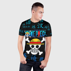 Мужская футболка 3D Slim One piece Ван Пис иероглиф - фото 2
