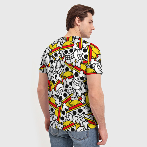Мужская футболка 3D с принтом ONE PIECE / ВАН ПИС / УЗОР, вид сзади #2