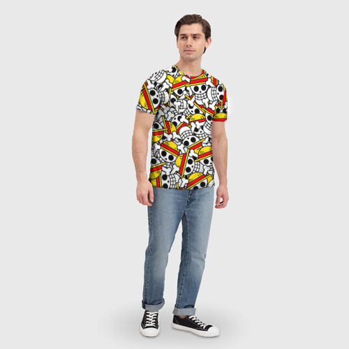 Мужская футболка 3D с принтом ONE PIECE / ВАН ПИС / УЗОР, вид сбоку #3