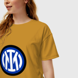 Женская футболка хлопок Oversize Интер логотип 2021 - фото 2