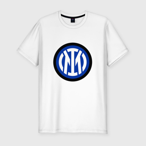 Мужская футболка хлопок Slim Интер логотип 2021, цвет белый