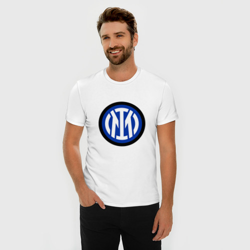 Мужская футболка хлопок Slim Интер логотип 2021, цвет белый - фото 3