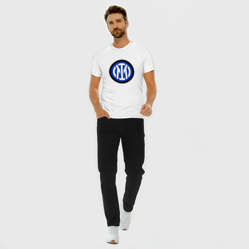 Мужская футболка хлопок Slim Интер логотип 2021, цвет белый - фото 5