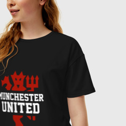 Женская футболка хлопок Oversize Manchester United Red Devils - фото 2