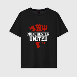 Женская футболка хлопок Oversize Manchester United Red Devils