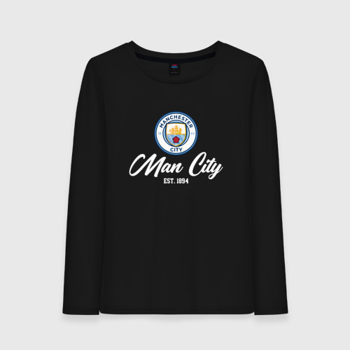 Женский лонгслив хлопок MAN city Est.1894, цвет черный