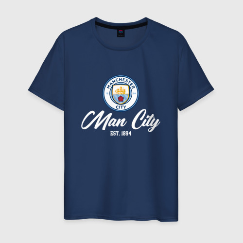 Мужская футболка хлопок MAN city Est.1894, цвет темно-синий