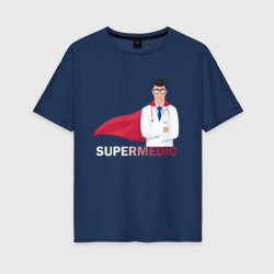 Женская футболка хлопок Oversize Супер врач Super Doc