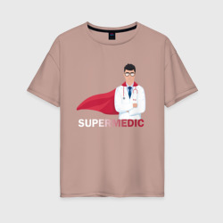 Женская футболка хлопок Oversize Супер врач Super Doc