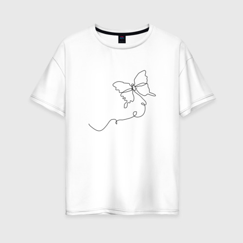 Женская футболка из хлопка оверсайз с принтом Бабочка, вид спереди №1