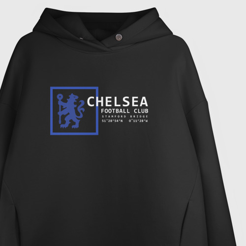 Женское худи Oversize хлопок с принтом FC Chelsea Stamford Bridge 2021-22, фото на моделе #1