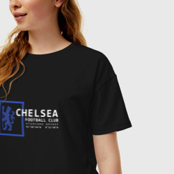 Женская футболка хлопок Oversize FC Chelsea Stamford Bridge 2021-22 - фото 2