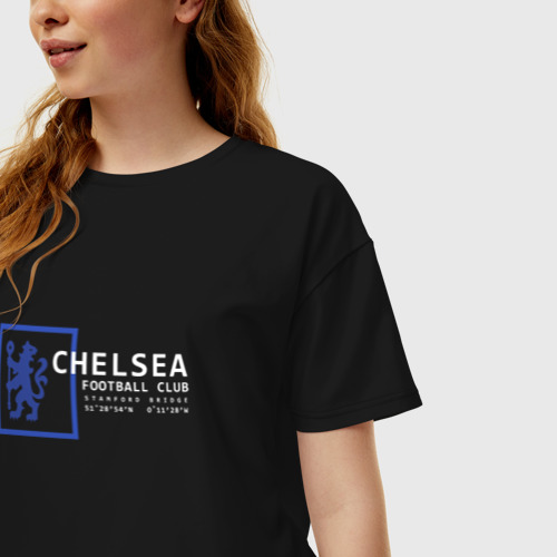 Женская футболка хлопок Oversize FC Chelsea Stamford Bridge 2021-22, цвет черный - фото 3