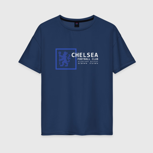 Женская футболка хлопок Oversize с принтом FC Chelsea Stamford Bridge 2021-22, вид спереди #2