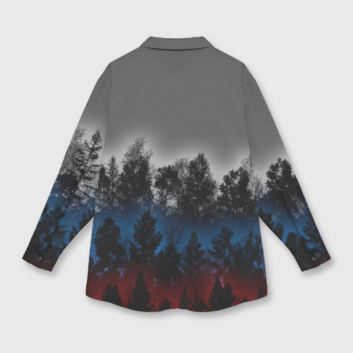 Женская рубашка oversize 3D с принтом Флаг из леса, вид сзади #1