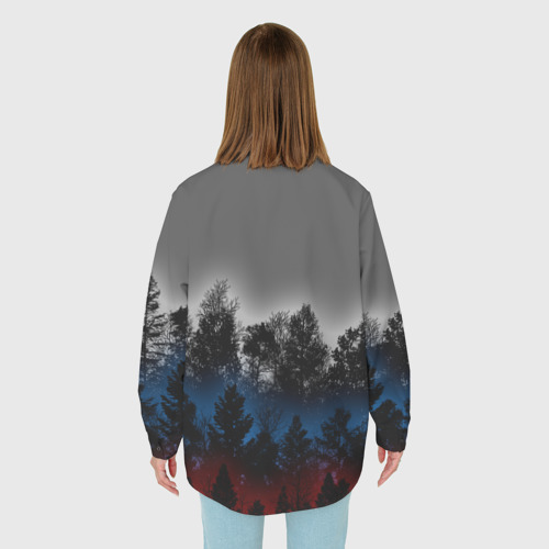 Женская рубашка oversize 3D с принтом Флаг из леса, вид сзади #2