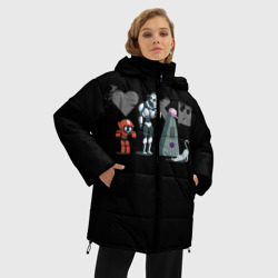 Куртка с принтом Любовь, Смерть & Роботы для женщины, вид на модели спереди №2. Цвет основы: черный