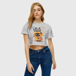 Женская футболка Crop-top 3D Cat and Robot ЛСР - фото 2
