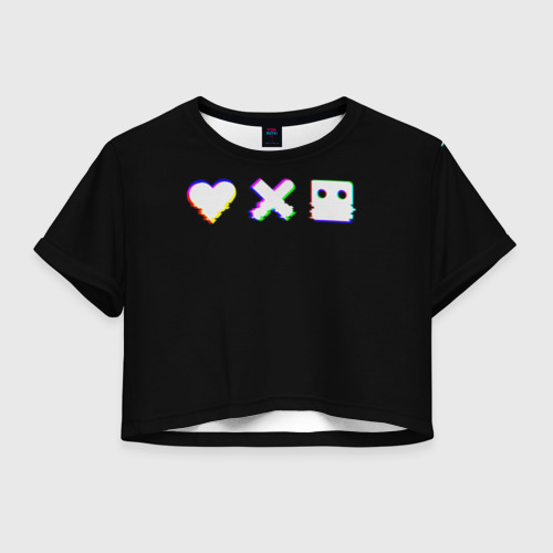 Женская футболка Crop-top 3D Love Death and Robots Glitch, цвет 3D печать