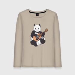 Женский лонгслив хлопок Панда гитарист Panda Guitar