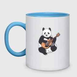 Кружка двухцветная Панда гитарист Panda Guitar