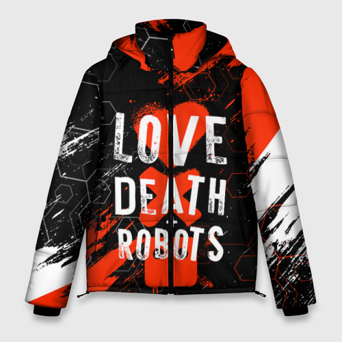 Мужская зимняя куртка 3D с принтом Любовь смерть и роботы соты, вид спереди #2