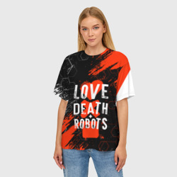 Женская футболка oversize 3D Любовь смерть и роботы соты - фото 2
