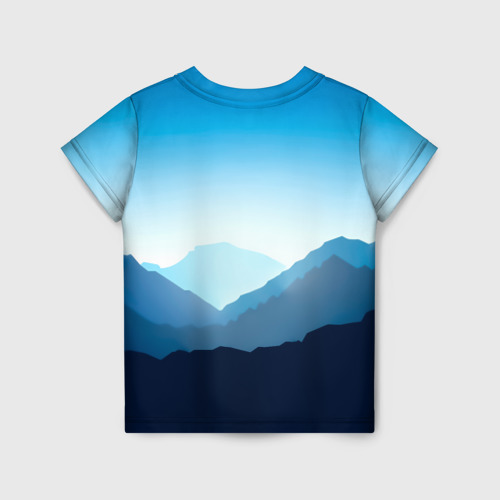 Детская футболка 3D с принтом Клинок, рассекающий демонов в горах, вид сзади #1