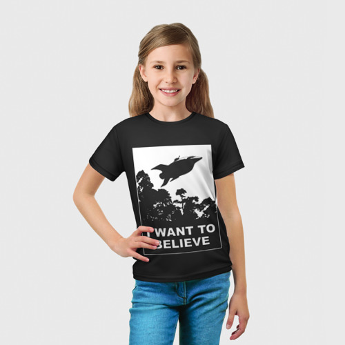 Детская футболка 3D с принтом Я хочу верить, вид сбоку #3