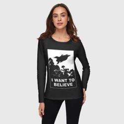 Женский лонгслив 3D Я хочу верить - фото 2