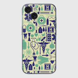 Чехол для iPhone 15 силиконовый с защитой камеры Медицина Паттерн