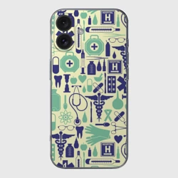Чехол для iPhone 16 силиконовый с защитой камеры Медицина Паттерн