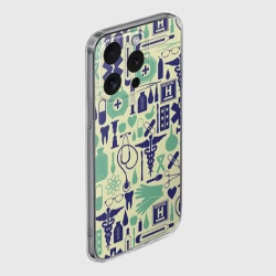 Чехол для iPhone 15 Pro Max силиконовый с защитой камеры Медицина Паттерн - фото 2