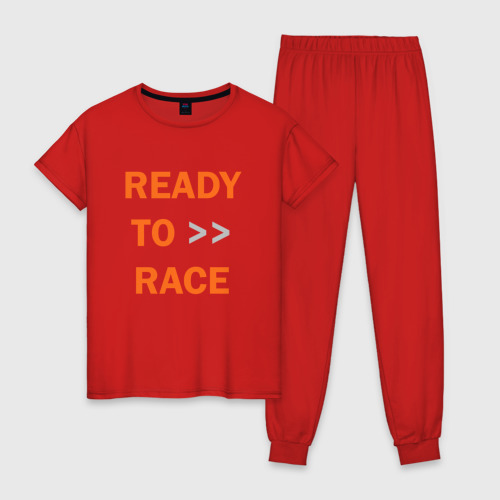 Женская пижама хлопок с принтом KTM | READY TO RACE (+спина) (Z), вид спереди #2