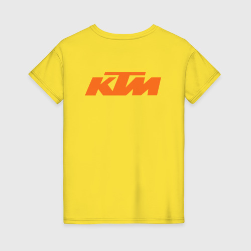 Женская футболка хлопок с принтом KTM | READY TO RACE (+спина) (Z), вид сзади #1