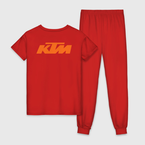 Женская пижама хлопок с принтом KTM | READY TO RACE (+спина) (Z), вид сзади #1