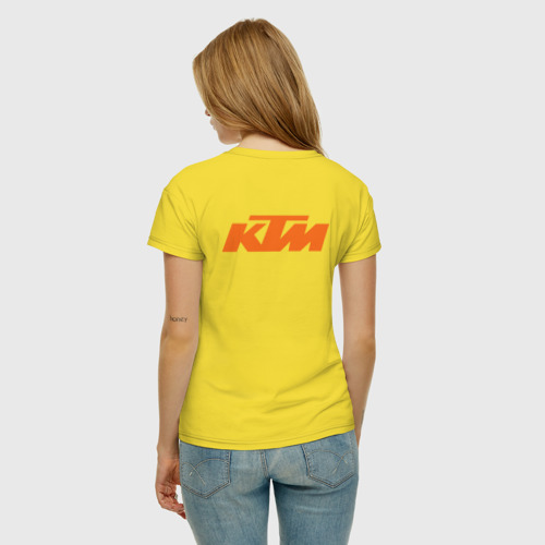 Женская футболка хлопок с принтом KTM | READY TO RACE (+спина) (Z), вид сзади #2