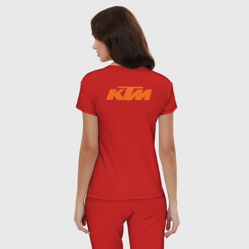 Женская пижама хлопок с принтом KTM | READY TO RACE (+спина) (Z), вид сзади #2