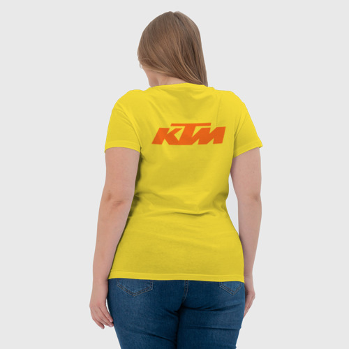 Женская футболка хлопок с принтом KTM | READY TO RACE (+спина) (Z), вид сзади #2