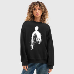 Женский свитшот oversize без начеса хлопок Сон Джин Ву solo leveling - фото 2