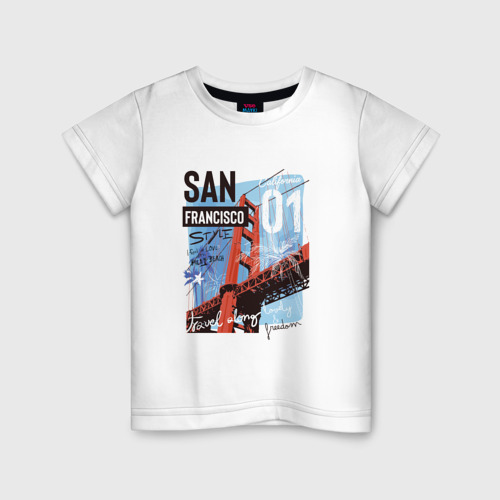 Детская футболка хлопок с принтом Сан-Франциско, вид спереди #2