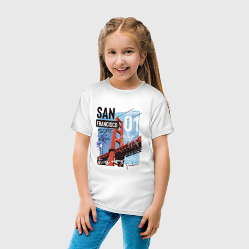 Детская футболка хлопок с принтом Сан-Франциско, вид сбоку #3