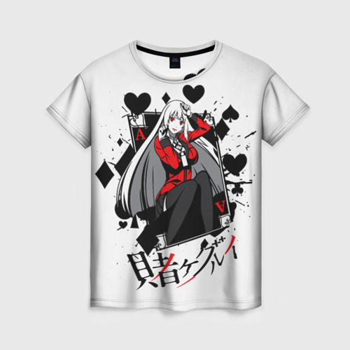 Женская футболка 3D с принтом Kakegurui - Saotome Mary, вид спереди #2
