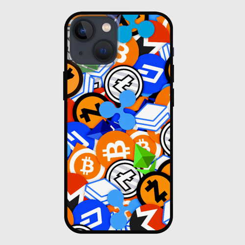 Чехол для iPhone 13 mini с принтом Криптовалюты cryptocurrency, вид спереди #2