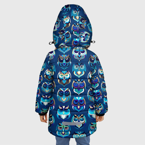 Зимняя куртка для девочек 3D Совы, цвет черный - фото 4