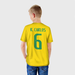 Футболка с принтом Р. Карлос футболка сборной для ребенка, вид на модели сзади №2. Цвет основы: белый