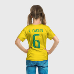 Футболка с принтом Р. Карлос футболка сборной для ребенка, вид на модели сзади №3. Цвет основы: белый