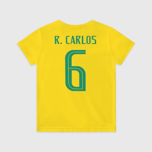 Детская футболка 3D с принтом Р Карлос футболка сборной, вид сзади #1